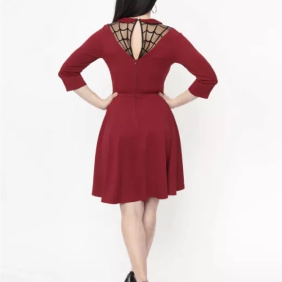 Unique Vintage 1950s Burgundy Spiderweb Endora Fit & Flare Dress 3X - Picture 2 of 4